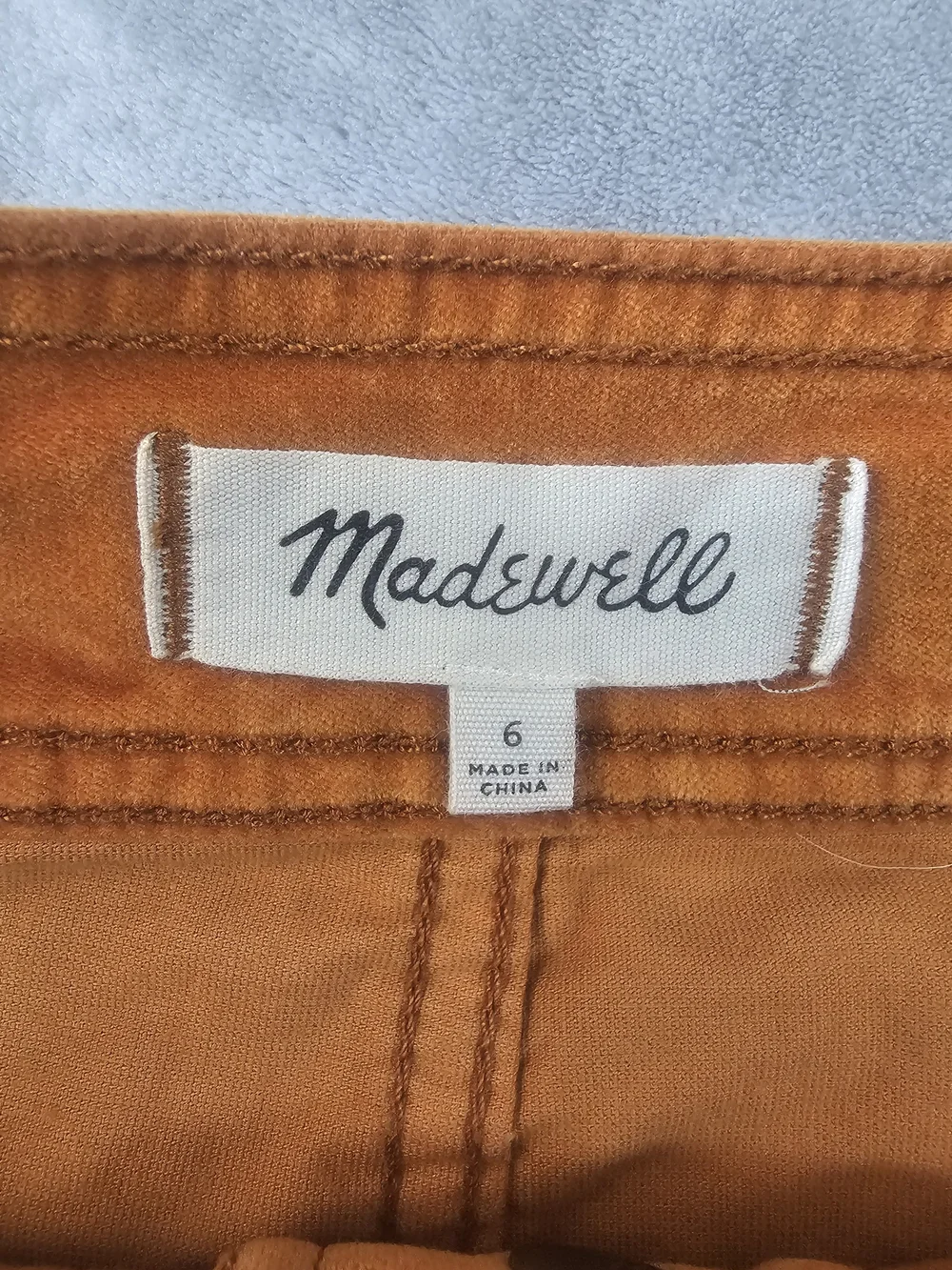 Madewell Velveteen‎ Mini Skirt Womens 6 Snap Button Front A Line Stretch Orange